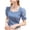 Blue, variant on T Shirts for Women French V Neck Tops Puff Sleeve Ribbed Tees Casual Summer Blouse