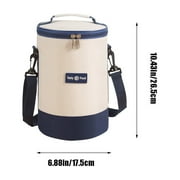 Insulated Cylinder Lunch Bag | 3-Layer Thermal Bento Box with Shoulder Strap | Keep Food Hot or Cold | Water & Oil Resistant | 17.5x17.5x26.5cm