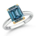 thumbnail image 2 of Gem Stone King 10K White and Yellow Gold Persian Blue Moissanite Engagement Ring for Women (2.00 Cttw, Octagon 9X7MM, Gemstone, Available in Size 5, 6, 7, 8, 9), 2 of 4