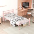 thumbnail image 5 of VECELO Set of 2 Twin Size Metal Platform Bed Frame with Headboard and Footboard, No Box Spring Needed, Easy Assembly, Pink, 5 of 8