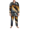 thumbnail image 3 of Lsque Golden White Fire Dragon Pattern Long Sleeve Pajama Set for Men - Soft 2-Piece Sleepwear and Loungewear Set with Pockets, Comfy Nightwear-Medium, 3 of 7