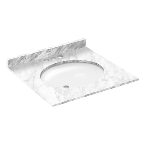 Cara White 25'' Marble Single Bathroom Vanity Top