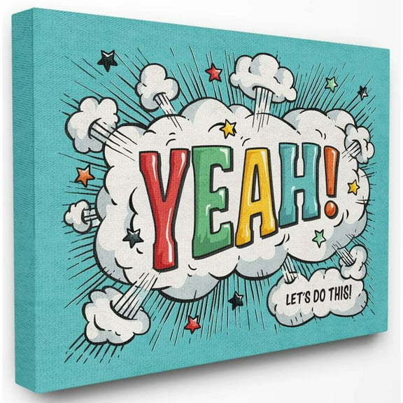 Stupell Industries Yeah! Vintage Comic Book Word Design Canvas Wall Art by Ester Kay