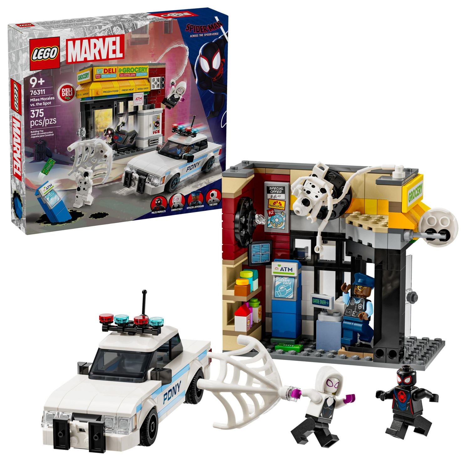 LEGO Marvel Spider-Verse Miles Morales vs. The Spot Building Toy Set - Marvel Superhero Toy for Kids, Boys and Girls, Ages 9+ - with 4 Minifigures - Gift Idea for Birthday - 76311, Includes 375 Pieces, Ages 9+