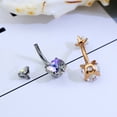 thumbnail image 3 of OUFER 14G Surgical Steel Purple Faceted Heart Cubic Zirconia Navel Rings Body Piercing Jewelry, 3 of 7