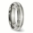 thumbnail image 4 of Titanium Ridged Edge Sterling Silver Inlay 6mm Brushed/Polished Band Ring 9 Size, 4 of 6