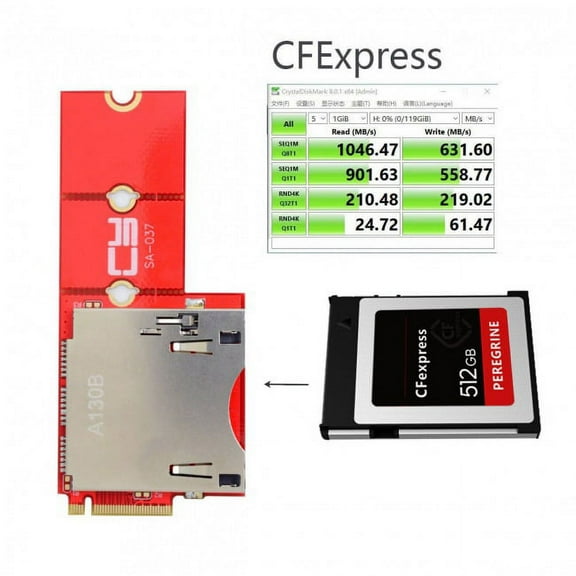 JSER NGFF M.2 NVMe Mainboard to CF Express Extension Adapter M2 M-key for CFE Type-B Support R5 Z6 Z7 Memory Card