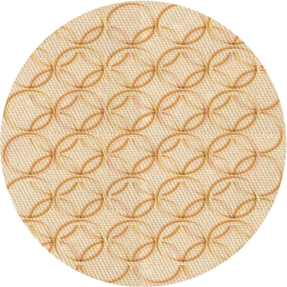 Ahgly Company Machine Washable Indoor Round Transitional Golden Blonde Gold Area Rugs, 8' Round