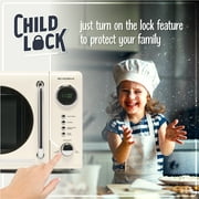 Nostalgia 0.7 cu ft Retro Microwave Oven, 700W Countertop Microwave Oven with Accessory Bundle, Cream