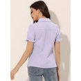 thumbnail image 4 of Blusa de algodón Allegra K con volantes y cuello vuelto Morado Claro S, 4 of 6