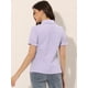 thumbnail image 4 of Blusa de algodón Allegra K con volantes y cuello vuelto Morado Claro S, 4 of 6