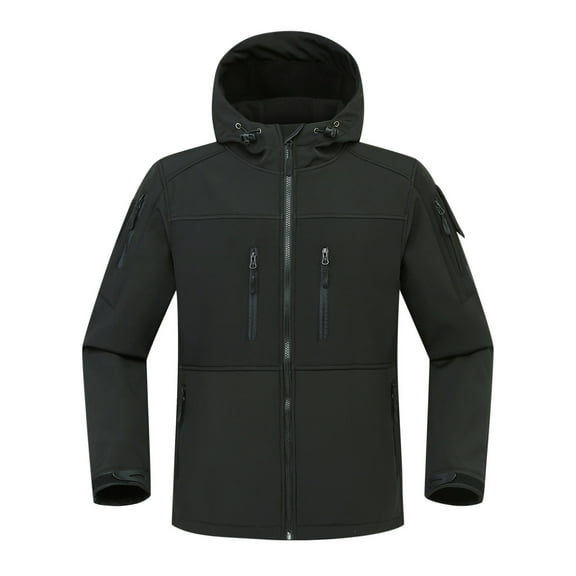 Mens Windbreaker Zipper Multi Pocket Stand Up Collar Solid Color Stormtrooper Black XL Windbreakers for Men