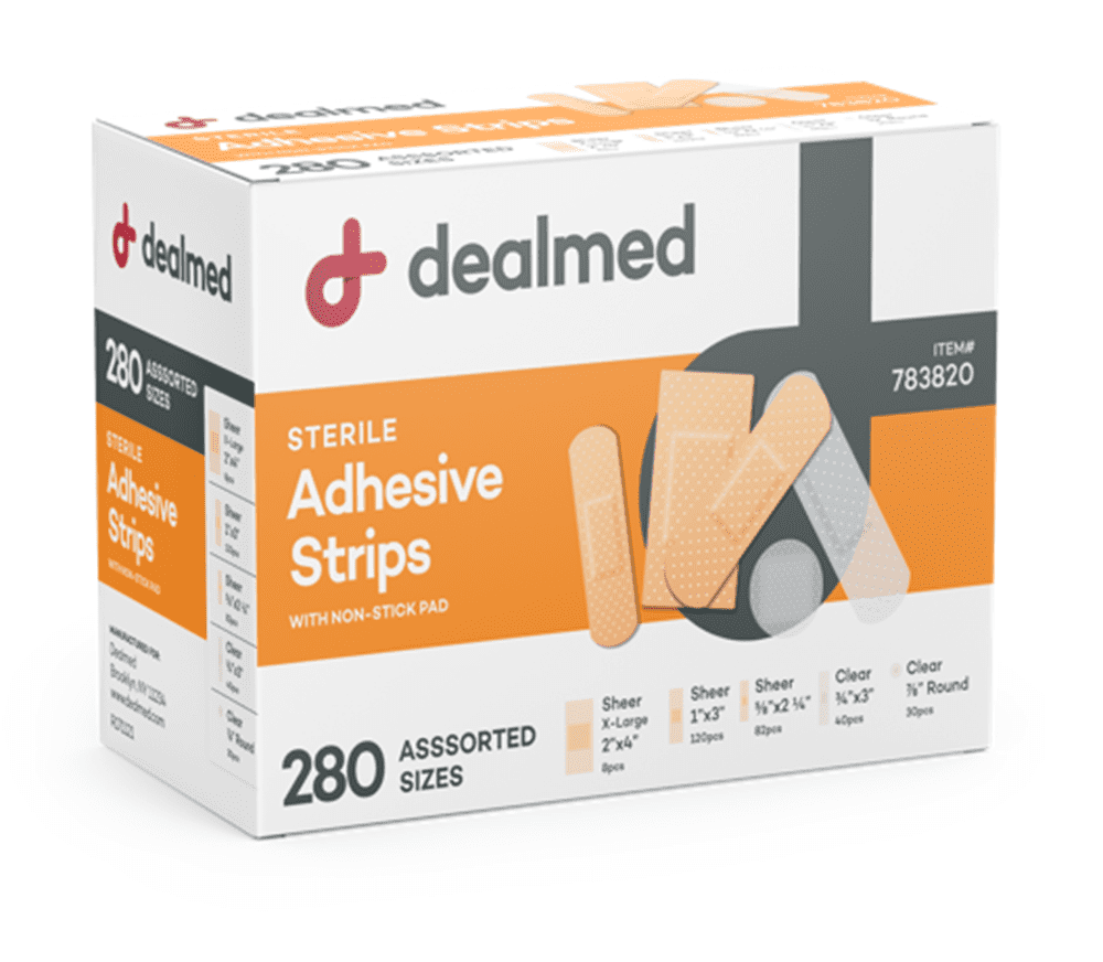 Dealmed Adhesive Bandage Assorted Variety Pack, Sterile, Breathable, Non-Stick Pad, 280/Box, 12 Pack