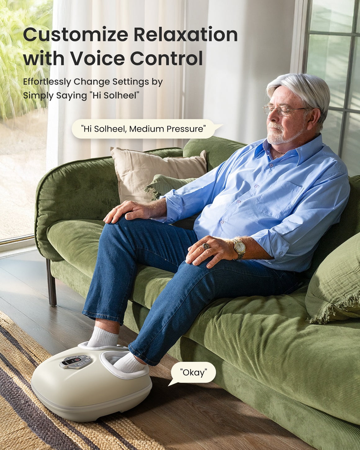 RENPHO Foot Massager Machine with Heat [2026 Upgraded], Shiatsu Foot Massager for Plantar Fasciitis, Gift for Women Men Mom Dad, Exclusive Voice Control, Beige