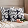 thumbnail image 2 of Grey Zigzag Outdoor Waterproof Pillow Covers, Coastal Nautical Anchor Stripes Decorative Square Throw Pillowcase Sofa Cushion Sham for Patio/Couch/Chair, 20"x20" 2 Pack, 2 of 8
