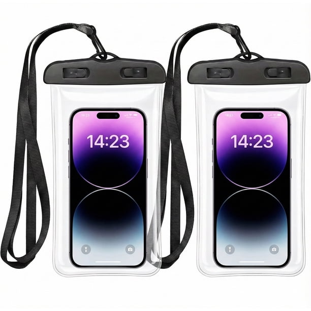 Funda Impermeable para Celular IPX8, Negro, 2 Piezas, Compatible con iPhone 17 16 15 14 13 Pro MAX, Galaxy S24 S25 Ultra, Xiaomi, Redmi, 4-7 Pulgadas, Bolsa Waterproof con Pantalla Táctil Sensible
