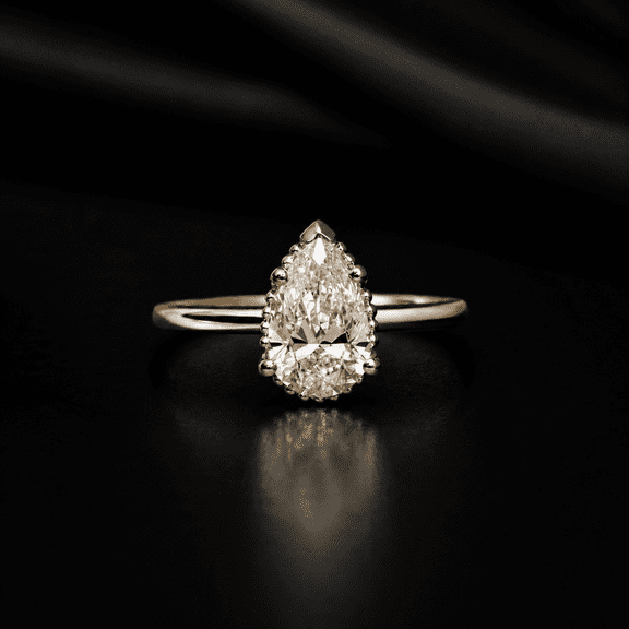 Diiro Moissanite Wedding Solitaire Ring Classic Vermeil Yellow/Rose Gold Mother's Day Gift Ring Teardrop Shape Engagement Women Ring