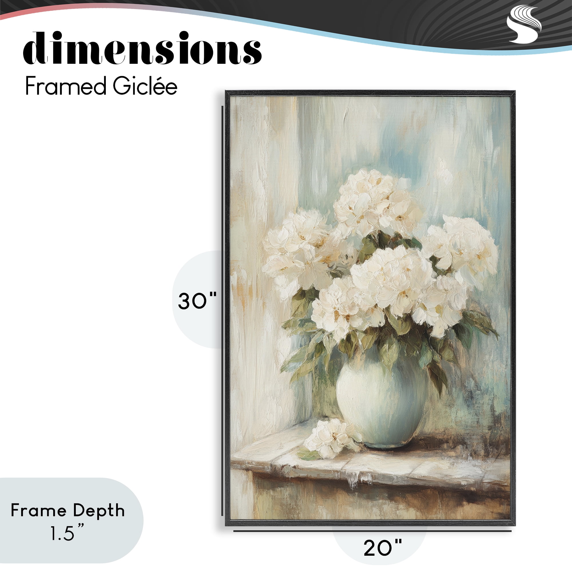Stupell Industries Mantle Arrangement of Soft Blossoms Black Framed Giclee Art, design by Petal Prints Design