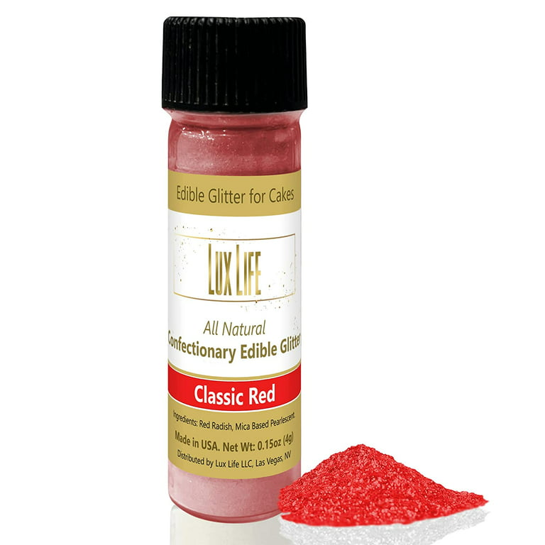 Cake Edible Glitter - Certified and Food Grade Glitter - Bright and  Pearlescent Edible Glitter Dust - Edible Glitter for Strawberries,  Cupcakes, Cake Pops, Drinks and Desserts (Classic Red) 