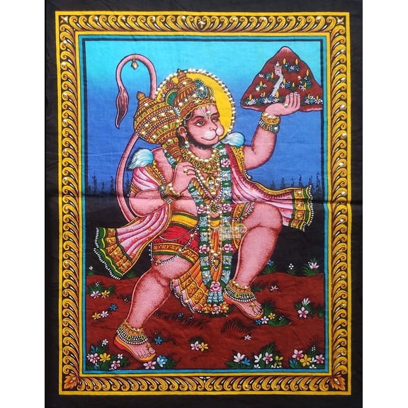 Lord Hanuman Tapestry - Hindu Monkey God Wall Hanging Indian Spiritual Decor Poster Gift