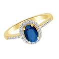 thumbnail image 2 of AFFY Oval Cut Simulated Blue Sapphire & White Natural Diamond Halo Ring In 10k Yellow Gold Ring Size-12, 2 of 2