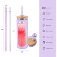thumbnail image 3 of 700ml Botella de agua de vidrio de con pajita de bambú y tapa, vaso de agua de boca ancha, funda protectora de silicona Shuxiu Wang 9024719206929, 3 of 5