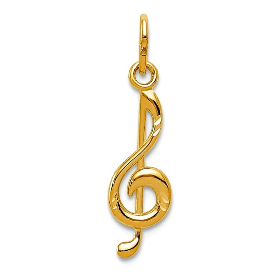 14k Yellow Gold Polished Music Note Pendant Necklace 21x5mm Wide Pendant for Women - .3 Grams