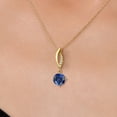 thumbnail image 3 of Gem Stone King 14K Yellow Gold Blue Created Sapphire and Lab Grown Diamond Pendant Necklace for Women | 2.53 Cttw | Gemstone September Birthstone | Round 8MM | With 18 inch Chain, 3 of 6