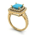 thumbnail image 2 of 2.07 ctw with Simulated Diamond Halo Accents Anniversary Ring for Women | Princess Cut Simulated Turquoise | Hyperallergenic Solid 18K Yellow Gold, 2 of 5