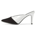 thumbnail image 2 of YDN Women's Pointy Closed Toe Stiletto High Heel Clogs Mules Slip On Bi-Material Sandals Party Shopping Shoes Size 13 Black White, 2 of 4