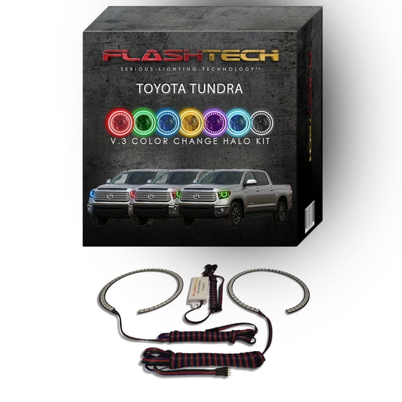 Flashtech RGB Multi Color Changing LED Halo kit for 2014-2016 Toyota Tundra Headlights