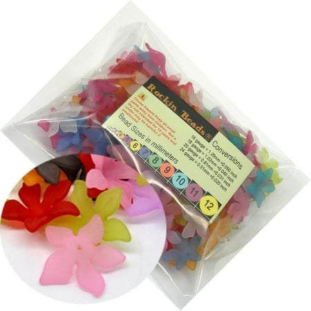 Lily Flower Beads - 150 Frosted Mix Lily Flower Acrylic, Loose Beads, Bead 28mm (1-1/8 Inch)