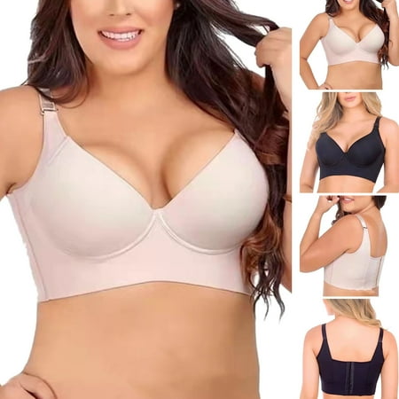 

harmtty Lady Bra Padded Correct Your Posture Uplift Bra Widened Strap Adjustable Straps Full Back Coverage Push Up Women Bras