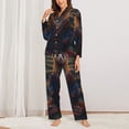 thumbnail image 2 of KLL Garden Meditating Weasel Print Women's Long Sleeve Pajamas with Pants Sleepwear Loungewear 2 Set-X-Large, 2 of 7