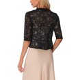 thumbnail image 3 of INSPIRE CHIC Lace Shrug for Women's Evening Wedding Half Sleeve Ruffle Hem Elegant Shrug L Black, 3 of 5