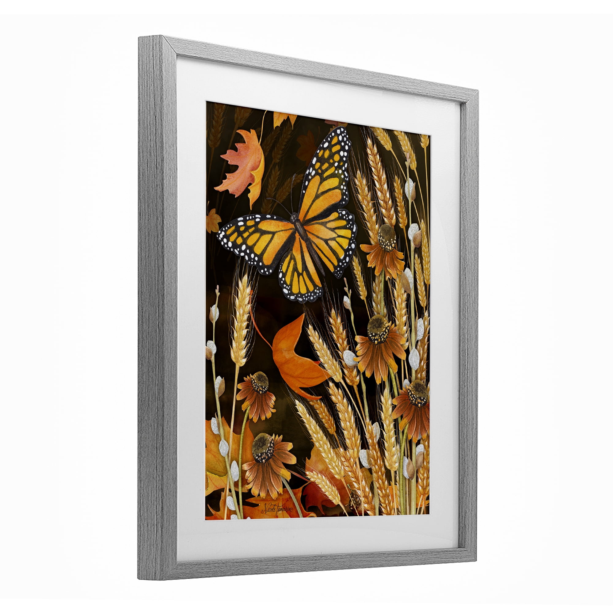Stupell Industries Fall Motif Midnight Garden Gray Framed Print Under Glass, design by Nicole Tamarin