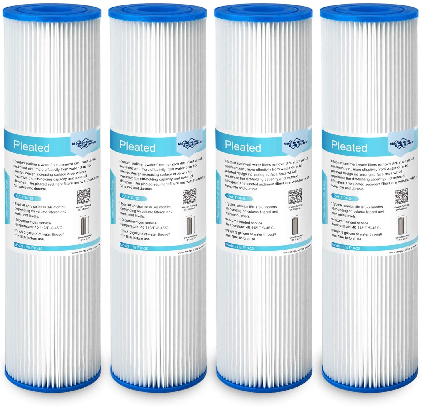 10 Micron Hydronix SPC-45-1010 Polyester Pleated Filter 4.5 OD X 9 3/4 Length 