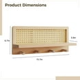 thumbnail image 2 of 2 Pcs No-Drill Rattan Wall Shelves - Natural Wood Rattan Wall Shelf,Self-Adhesive Floating Shelf with 4 Hooks for Entryway, Kitchen, Bedroom (Holds Plants, Keys, Coats, Bags), 2 of 5