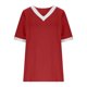 thumbnail image 5 of Mujeres Tops Casual Color Bloque Manga Corta V Cuello Blusa Moda Verano Primavera Respirable, 5 of 9
