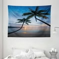 thumbnail image 1 of Tropical Tapestry, Sunset over Ocean Calm Exotic Beach in Kut Island Thailand Summertime, Wall Hanging for Bedroom Living Room Dorm Decor, 80W X 60L Inches, Blue Black Light Pink, by Ambesonne, 1 of 2
