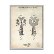 Stupell Industries Detailed Vintage Bottle Corkscrew Patent Blueprint Diagram Framed Wall Art, 16 x 20, Design by Karl Hronek