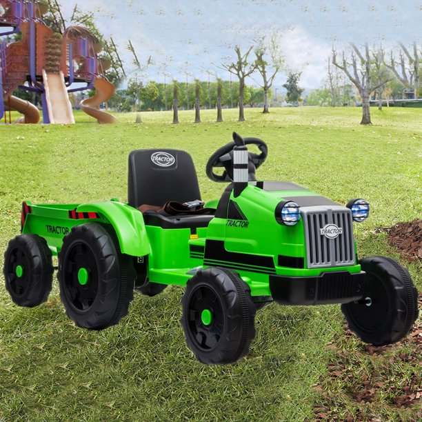 Kids Electric Tractor with Trailer, URHOMEPRO Battery Powered Ride on
