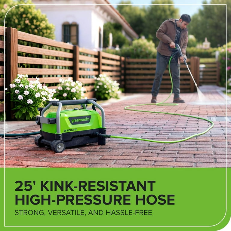 Greenworks 2100 PSI Portable Pressure Washer with Wheels +