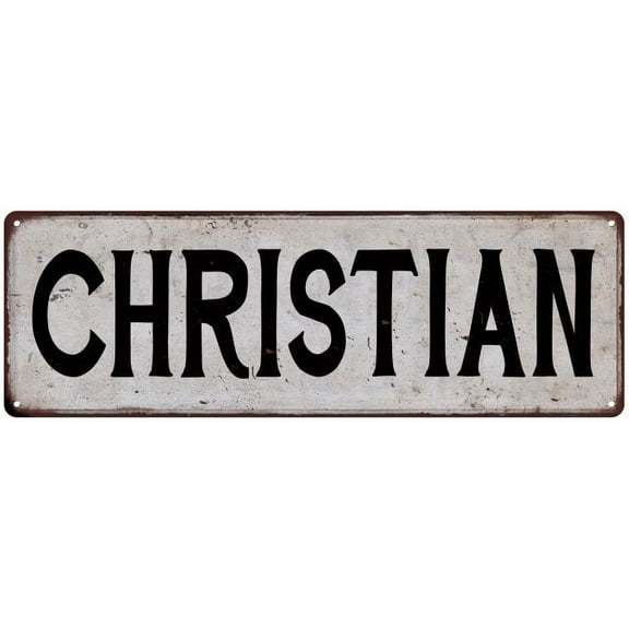 CHRISTIAN Vintage Look Gift Rustic Chic Metal Sign 6x18 206180036955