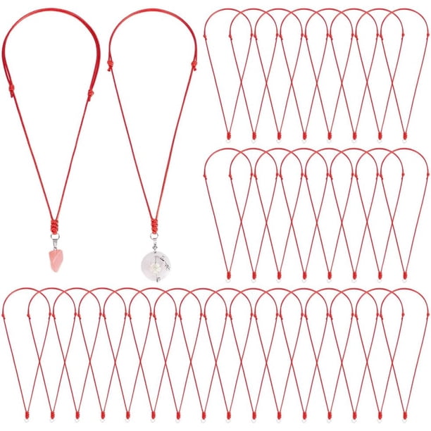 Collar de cordón encerado, 36 piezas, ajustable, con anilla de metal para colgantes y bisutería.