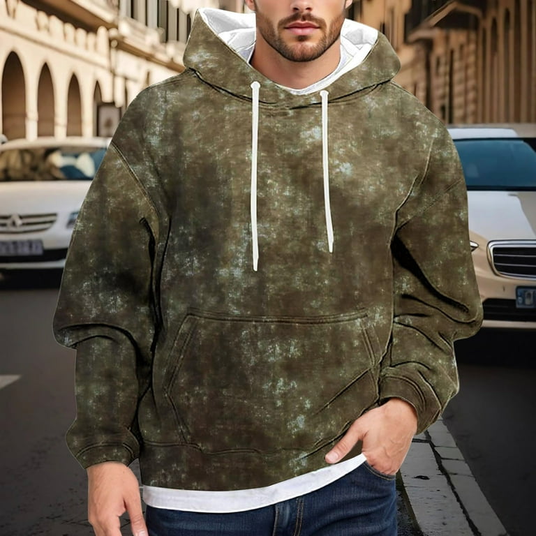 cui Clearance,Men's Tie Dye Oversized Hoodies Drawstring Long