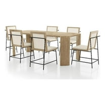 Furniture of America Hallond Solid Wood 7-Piece Dining Set in Oak