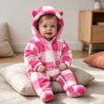thumbnail image 6 of Maqroz Kids Boy Girl Plaid Fleece Romper Long Sleeve Hooded Jumpsuit Pajamas Winter Warm Bodysuit Sleepwear, 6 of 6
