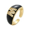 Miarhb Adjustable Crystal Gold Initial Letter Open Ring Women Alphabet Rings Women's Signet Ring Gold Tone Alphabet Rings ring