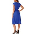 thumbnail image 4 of INSPIRE CHIC Women's Pleated Dress Crew Neck Sleeveless Tie Waist A-Line Dresses XL Royal Blue, 4 of 5